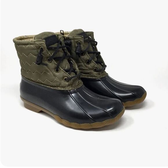 Sperry Top Sider Saltwater Quilted Duck Boot Olive Green - Picture 1 of 10